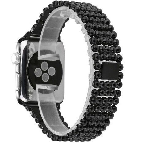 Curea iUni compatibila cu Apple Watch 1/2/3/4/5/6/7, 40mm, Luxury, Otel Inoxidabil, Black