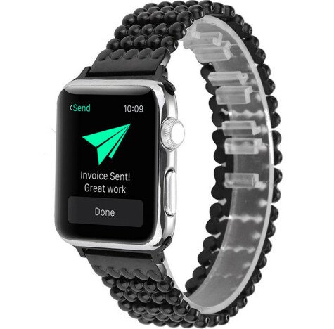 Curea iUni compatibila cu Apple Watch 1/2/3/4/5/6/7, 44mm, Luxury, Otel Inoxidabil, Black